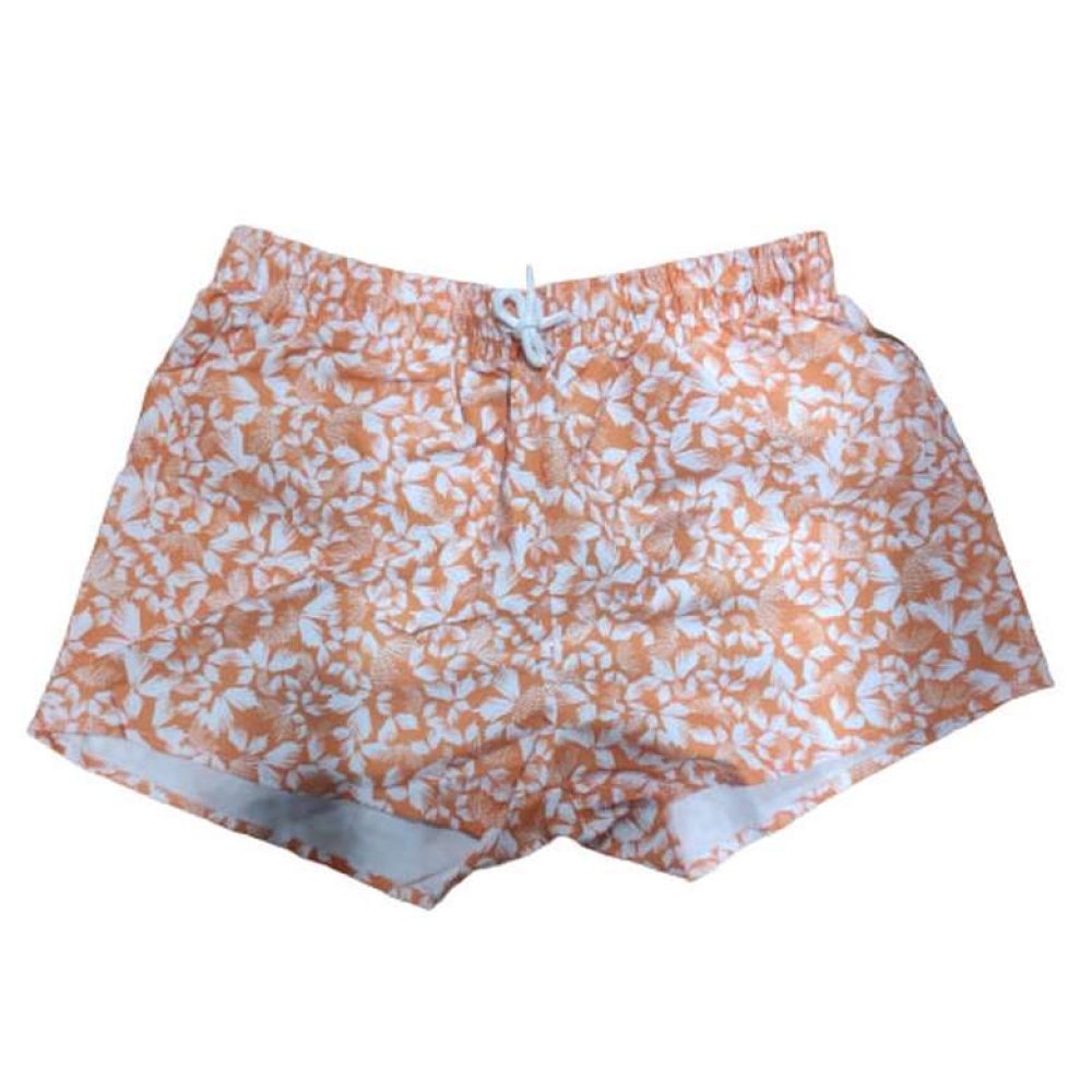 Kadın Deniz Şortu Turuncu Beyaz