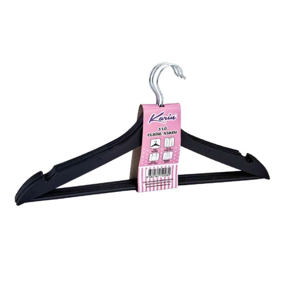 Ahşap Görünümlü Plastik Askı 3'lü Kahverengi