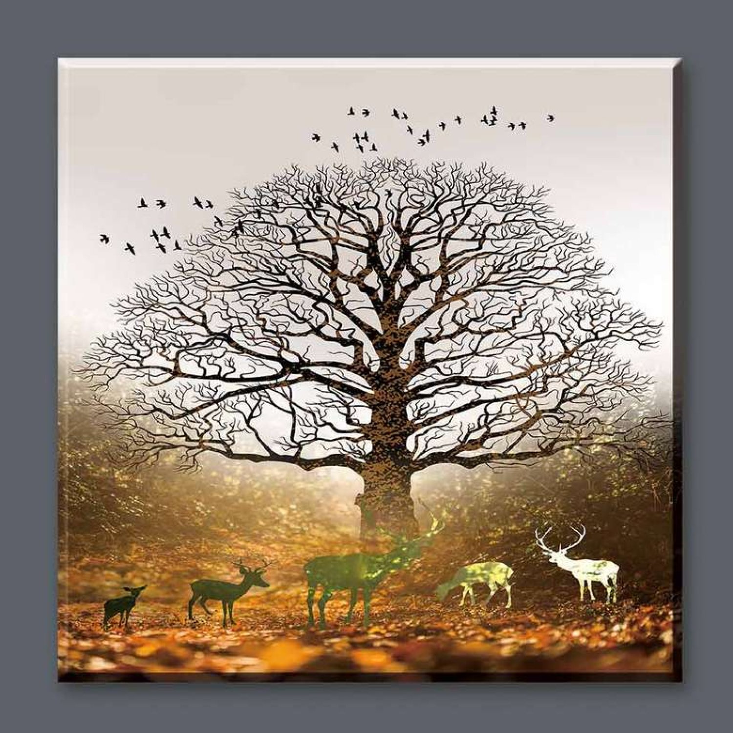 İşlemeli Kanvas Tablo 50X50 - Ağaç