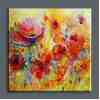 İşlemeli Kanvas Tablo 50X50 - Kırmızı Çiçekler
