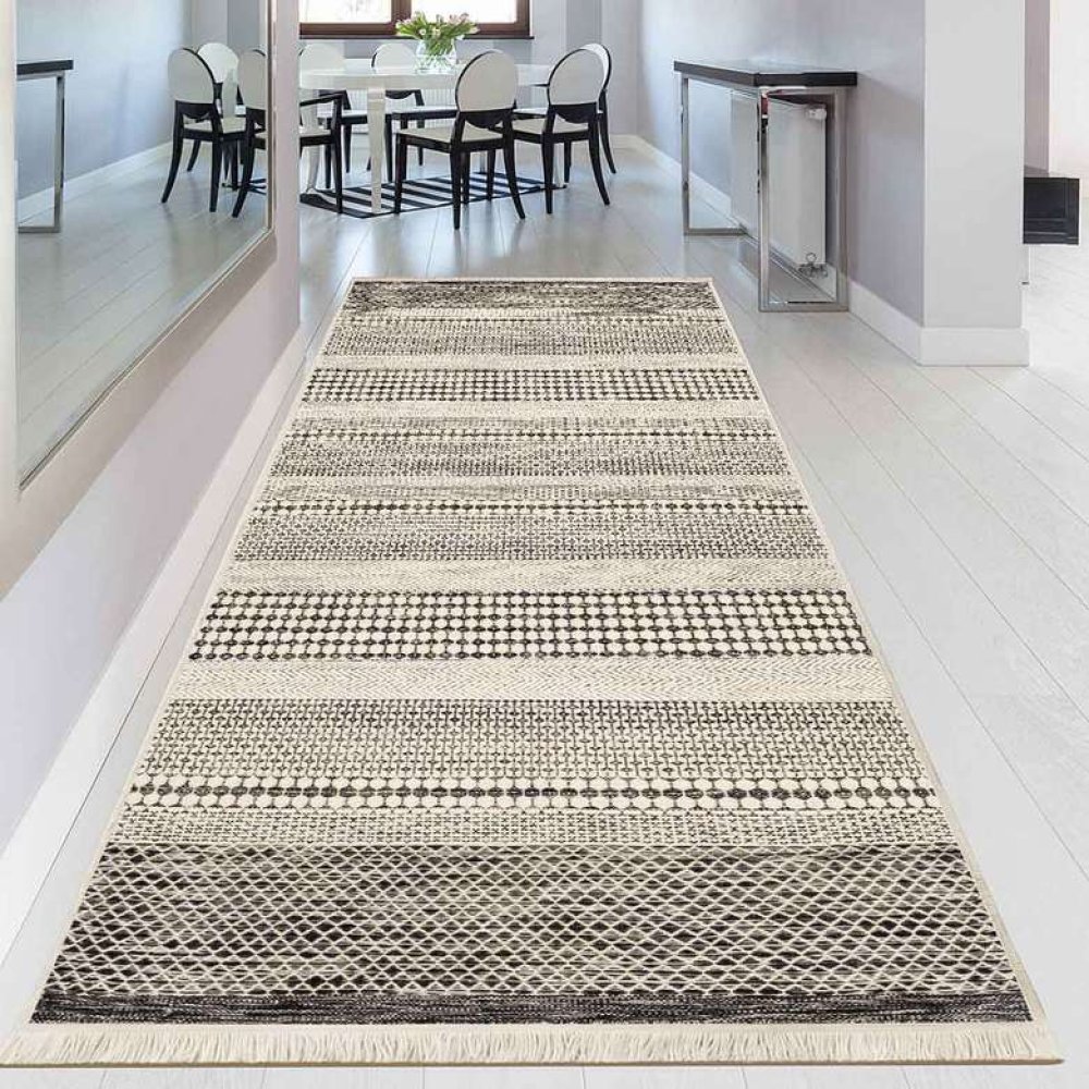 Dijital Baskılı Yolluk 100x30, Gri-beyaz