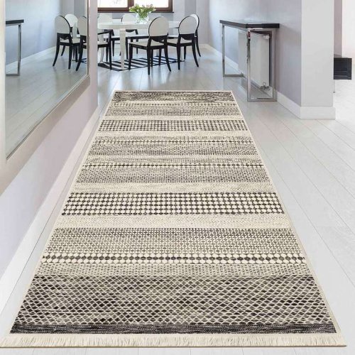 Dijital Baskılı Yolluk 100x30, Gri-beyaz