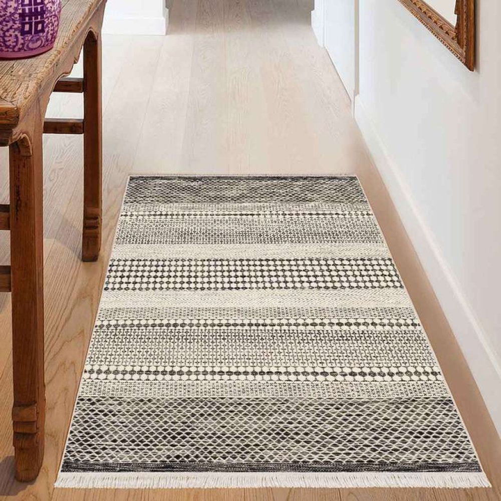 Dijital Baskılı Yolluk 80x150 cm Gri-beyaz