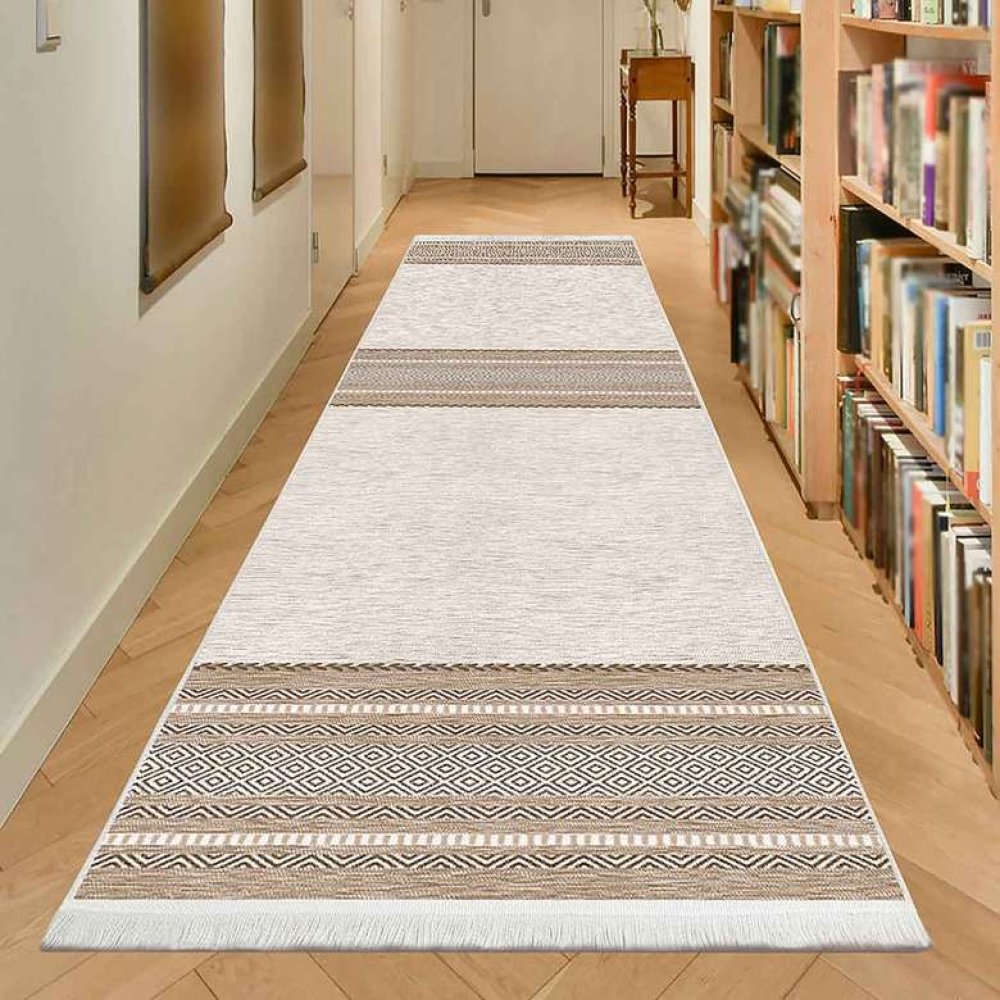 Dijital Baskılı Yolluk Kahve Bej 80x300Cm