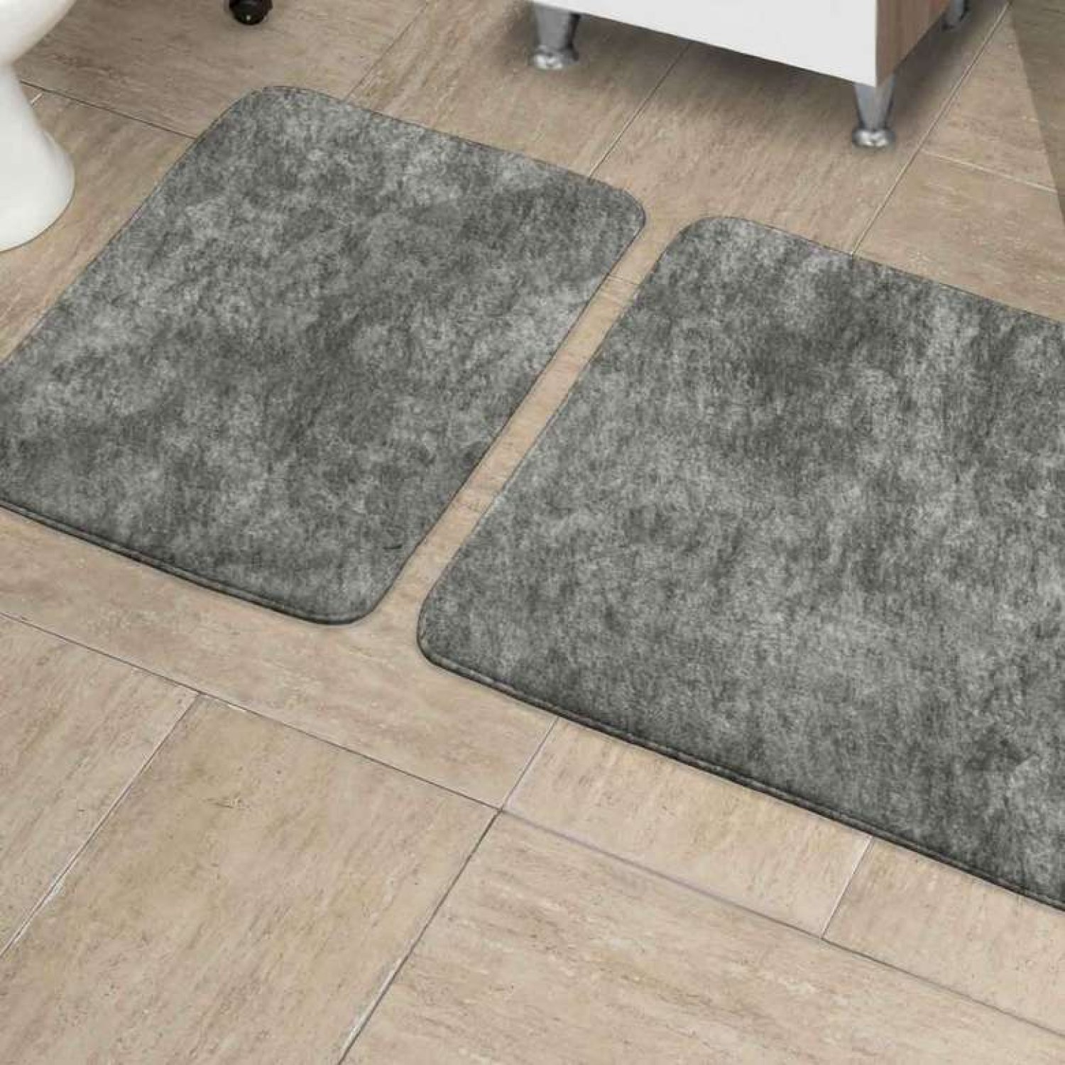 Kadife Klozet Takımı 2 Parça Gri