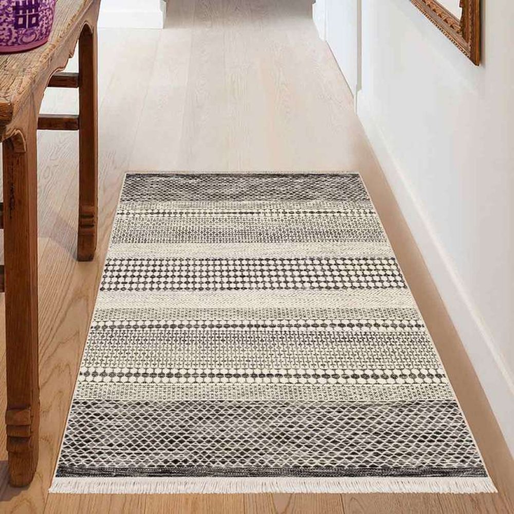 Kaymaz Taban Saç Yolluk 80 x 50 cm Lacivert Beyaz