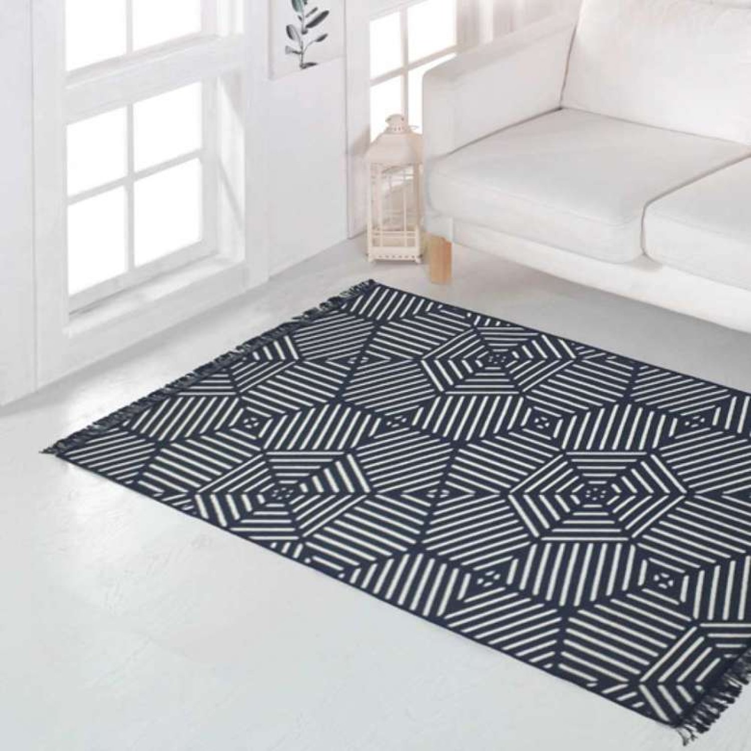 Kilim 100x200 cm - Lacivert-beyaz