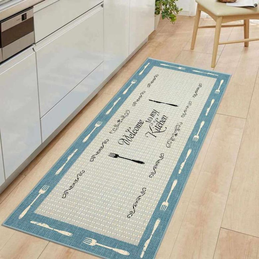 Mutfak Halısı 80x200 Cm - Mavi-Krem