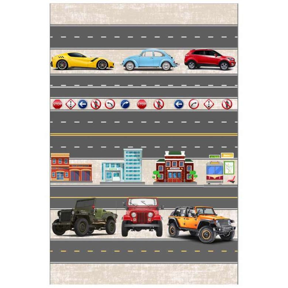 Saçaklı Çocuk Halısı 100x150 Cm - Gri