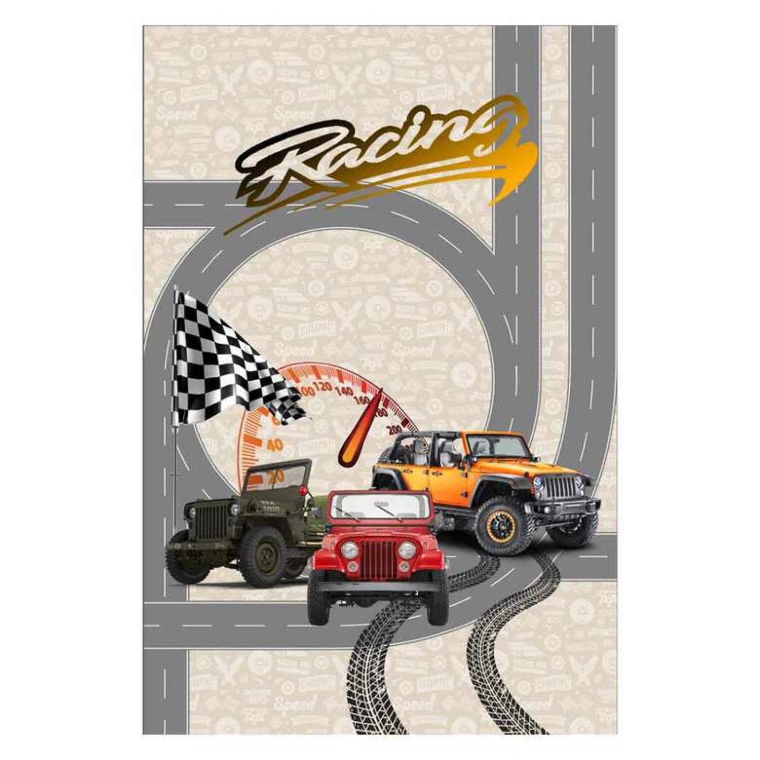 Saçaklı Çocuk Halısı 100x150 Cm - Krem-Gri