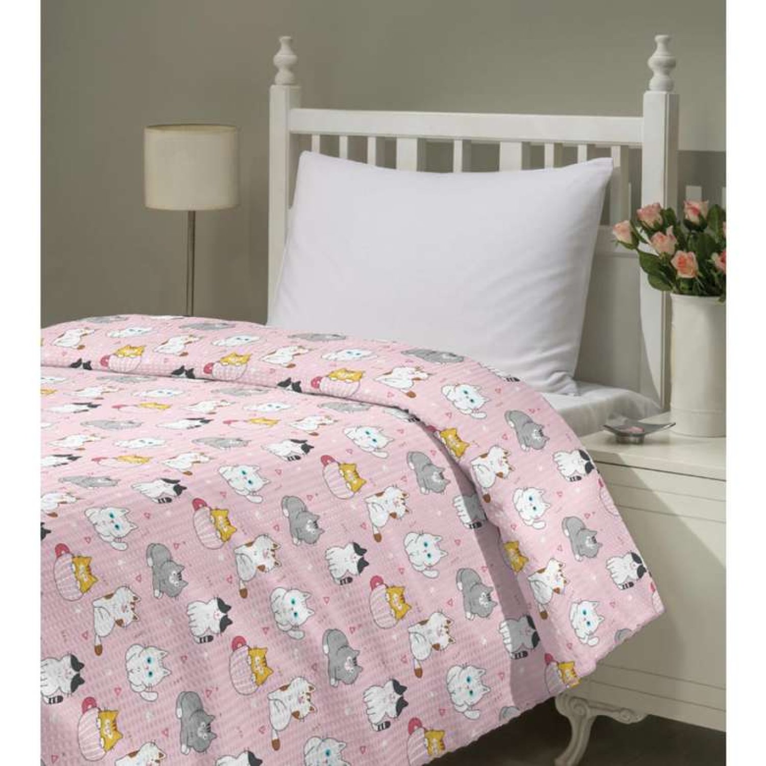 Brillant Tek Kişilik Baskılı Pike Pembe 150 x 220 Cm