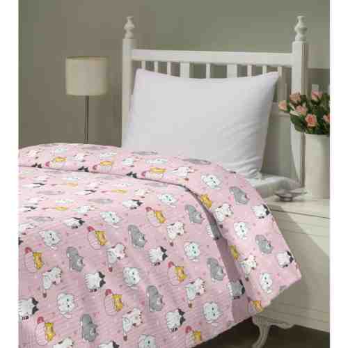 Brillant Tek Kişilik Baskılı Pike Pembe 150 x 220 Cm