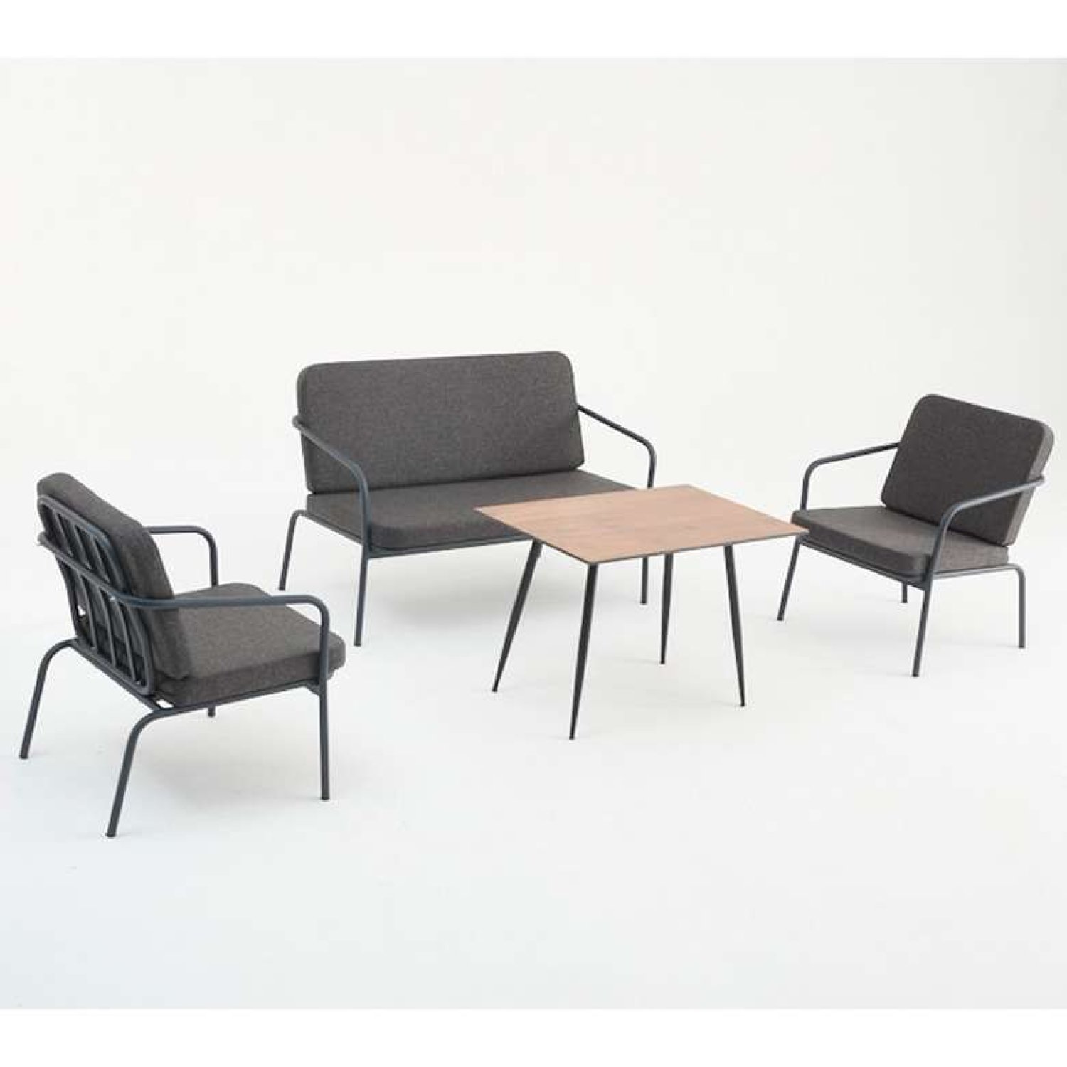 Decosit Alız Bahçe Balkon Alüminyum Oturma Grubu  (2+1+1+Sehpa) - Antrasit Kumaş