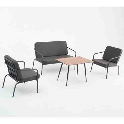 Decosit Alız Bahçe Balkon Alüminyum Oturma Grubu  (2+1+1+Sehpa) - Antrasit Kumaş