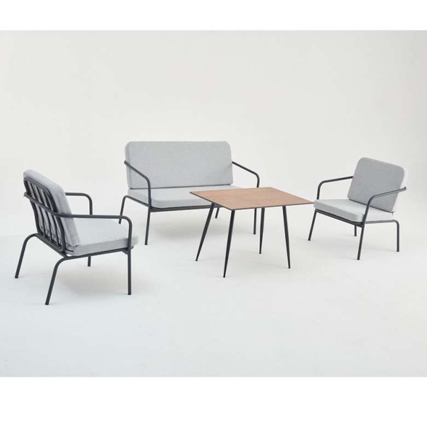 Decosit  Alız Bahçe Balkon Alüminyum Oturma Grubu  (2+1+1+Sehpa) - Gri Kumaş