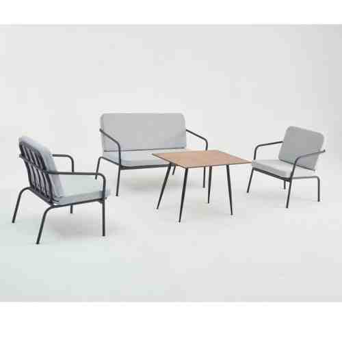 Decosit  Alız Bahçe Balkon Alüminyum Oturma Grubu  (2+1+1+Sehpa) - Gri Kumaş