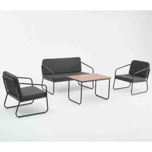 Decosit Flora Bahçe Balkon Alüminyum Oturma Grubu  (2+1+1+Sehpa) - Antrasit Kumaş