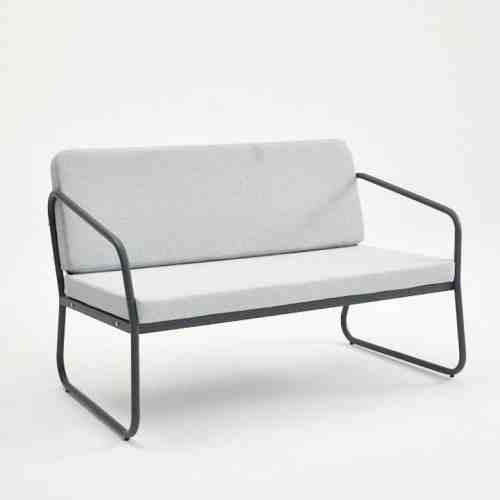 Decosit Flora Bahçe Balkon Alüminyum Oturma Koltuğu  (İkili) -  Gri Kumaş