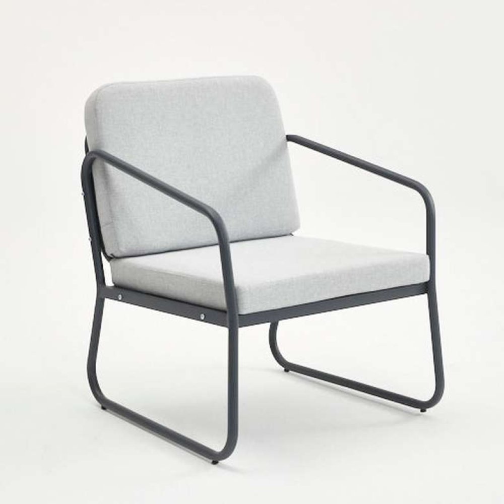 Decosit Flora Bahçe Balkon Alüminyum Oturma Koltuğu  (Tekli) -  Gri Kumaş
