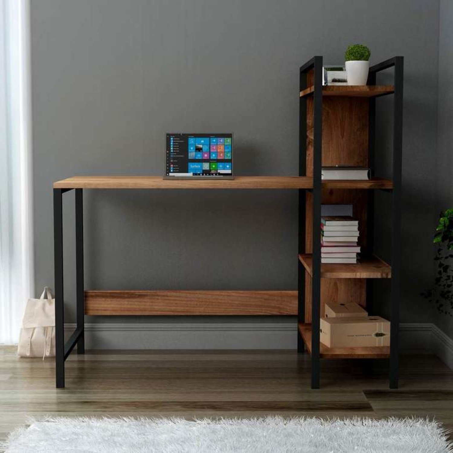 Tiamob Ekin Metal Raflı Çalışma Masası