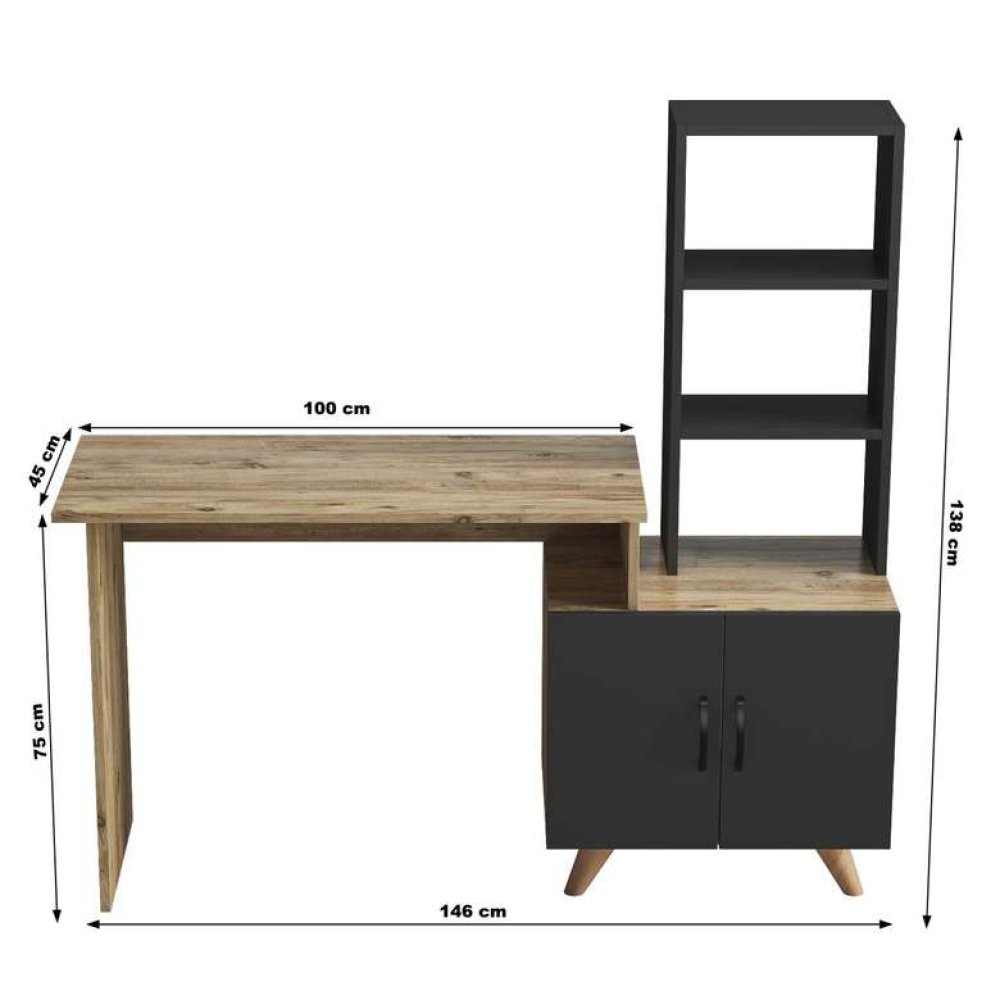 Tiamob Kitaplıklı Kapaklı Çalışma Masası