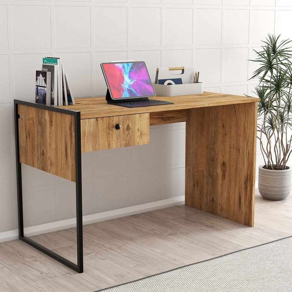 Tiamob Rumi Metal Ayaklı Çekmeceli Çalışma Masası