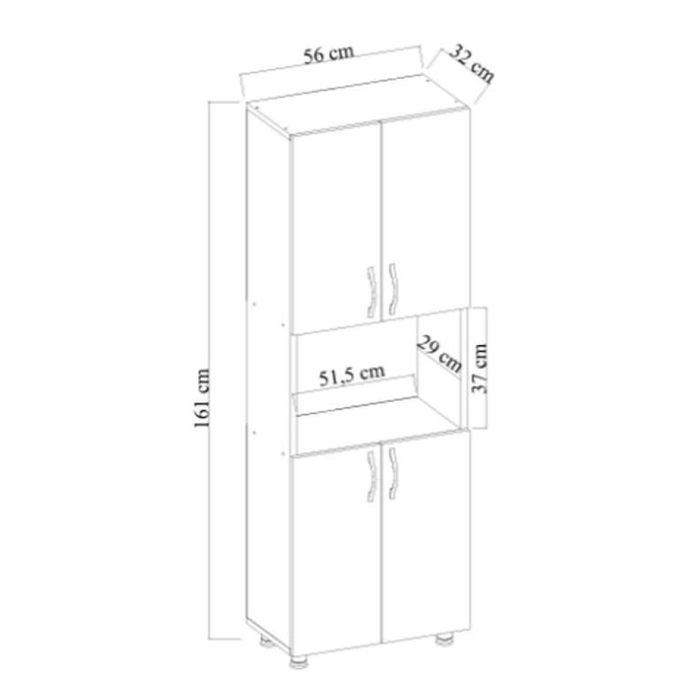 Dienni 4 Kapaklı Bölmeli Mutfak Dolabı
