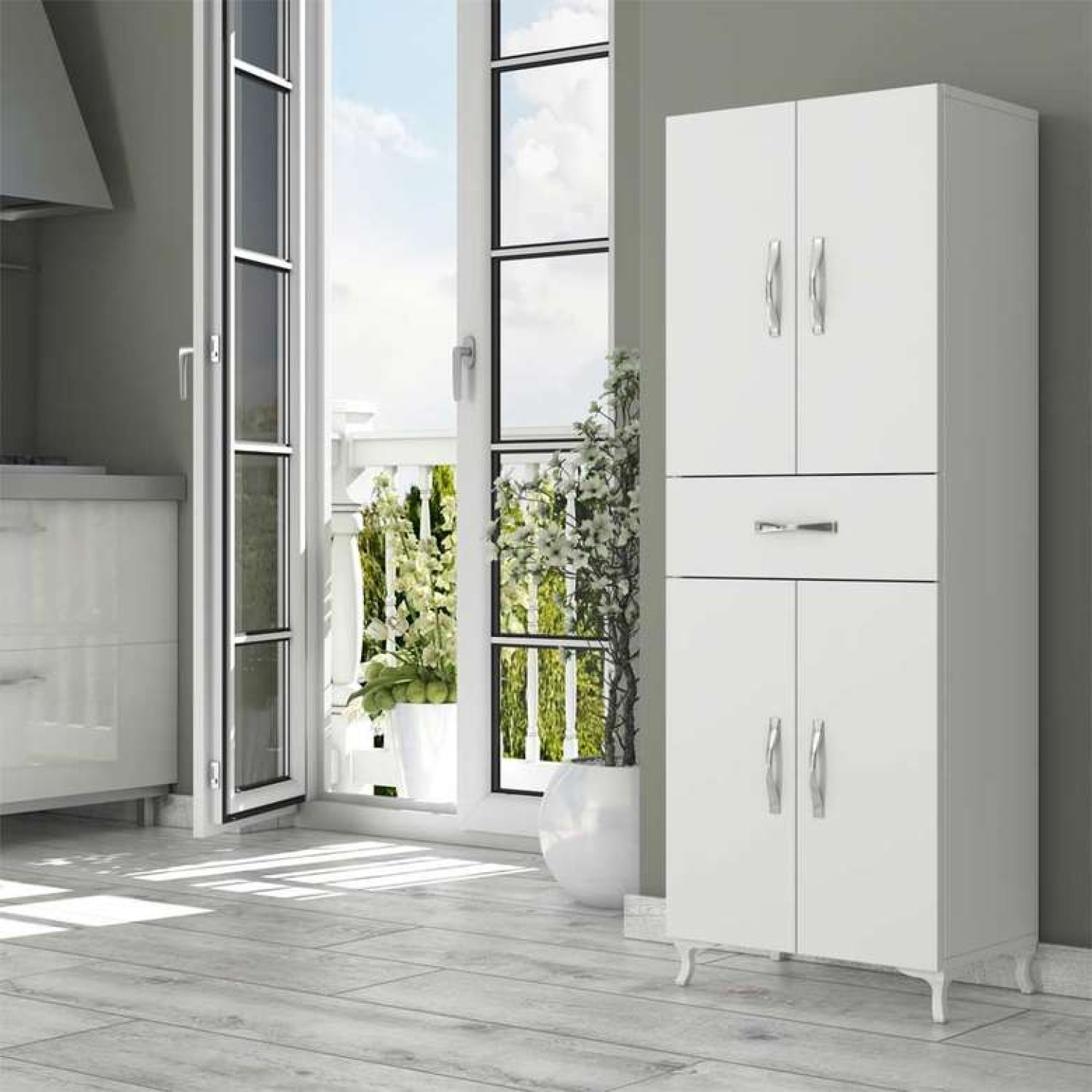 Marlo 4 Kapak Tek Çekmeceli Çok Amaçlı Dolap