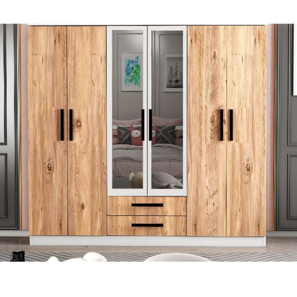 Tiamob Gabido 6 Kapılı 2 Çekmeceli Aynalı Gardırop