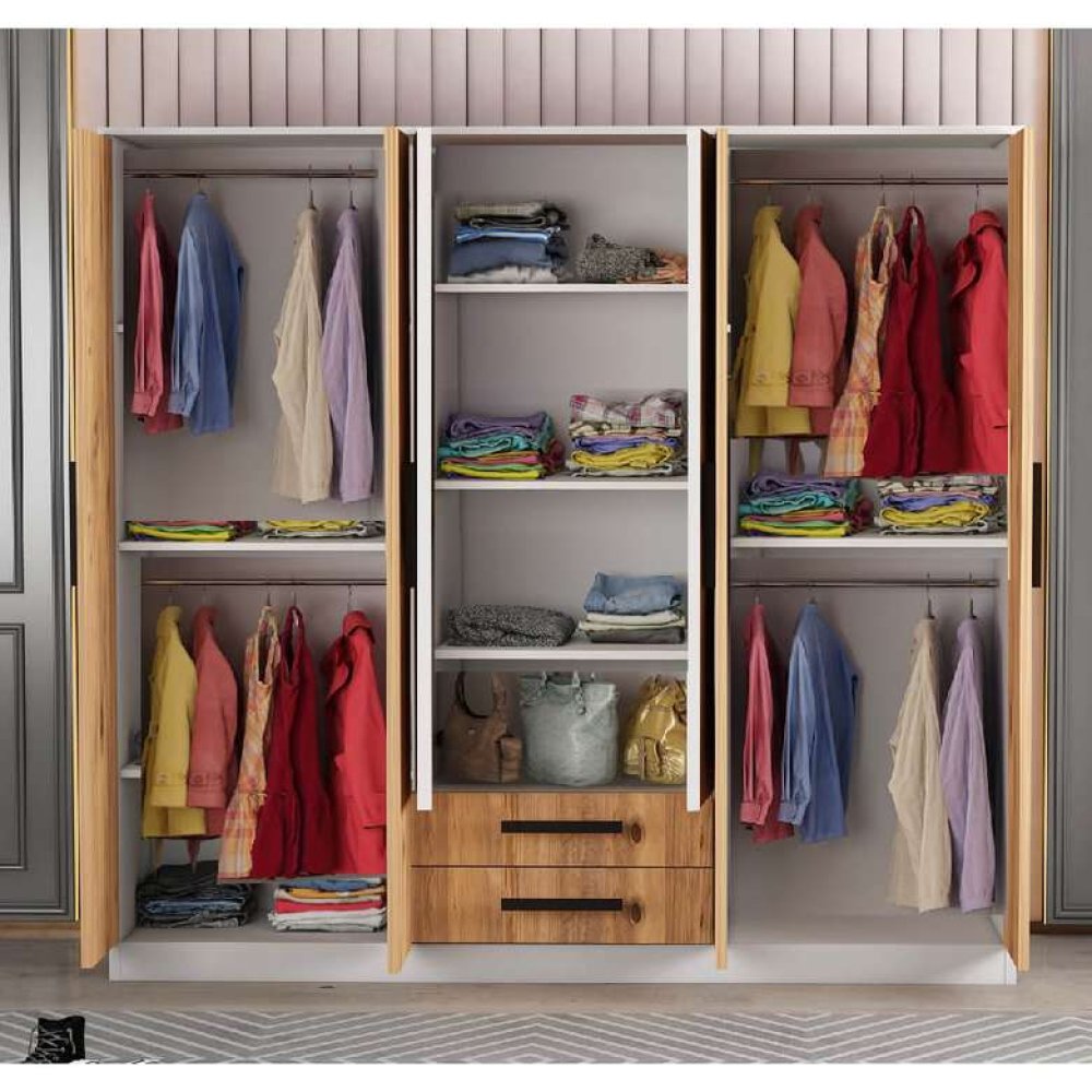 Tiamob Gabido 6 Kapılı 2 Çekmeceli Aynalı Gardırop