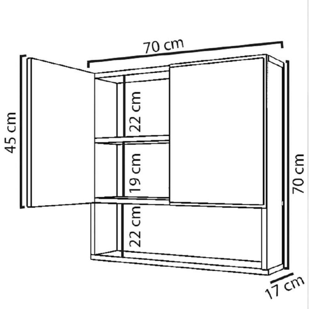 Tiamob Hayat Aynalı Banyo Dolabı - Beyaz