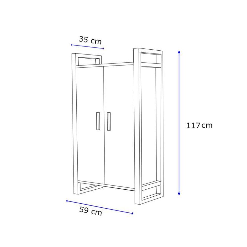 Tiamob Miya Metalli Çok Amaçlı Dolap - Siyah Mermer
