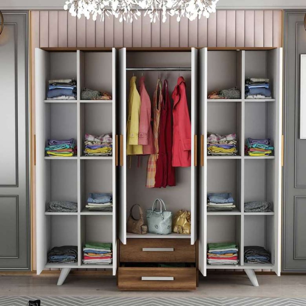 Tiamob Ledesma 6 Kapaklı 2 Çekmeceli Gardırop