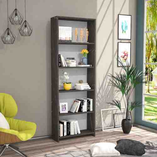 Tiamob 5 Raflı Kitaplık - Siyah Mermer