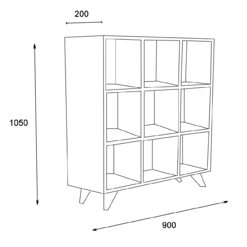 Tiamob Ceylan Kitaplık Ceviz - Siyah Mermer Ceviz