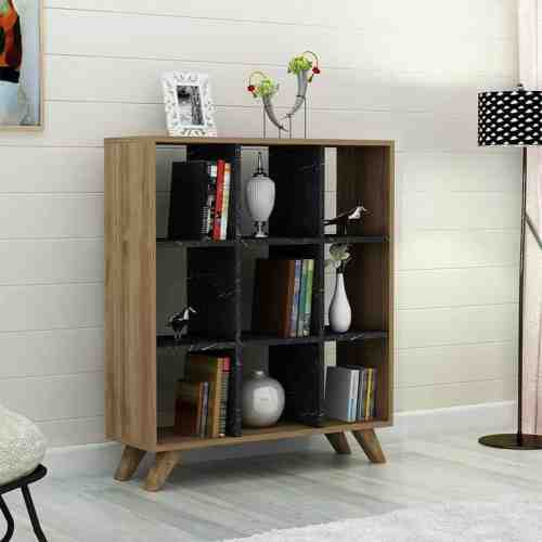 Tiamob Ceylan Kitaplık Siyah Mermer - Ceviz