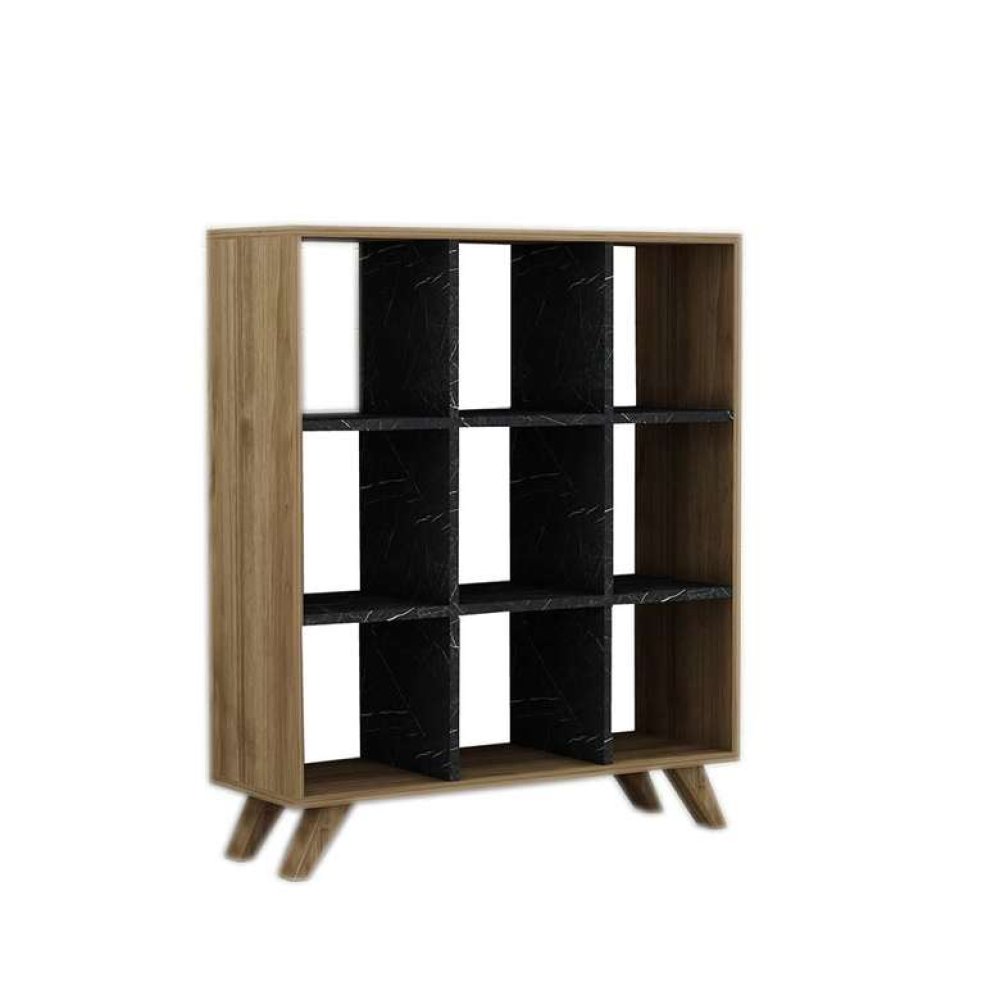 Tiamob Ceylan Kitaplık Siyah Mermer - Ceviz