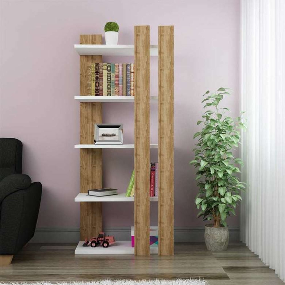 Tiamob Sahra Kitaplık Beyaz - Ceviz