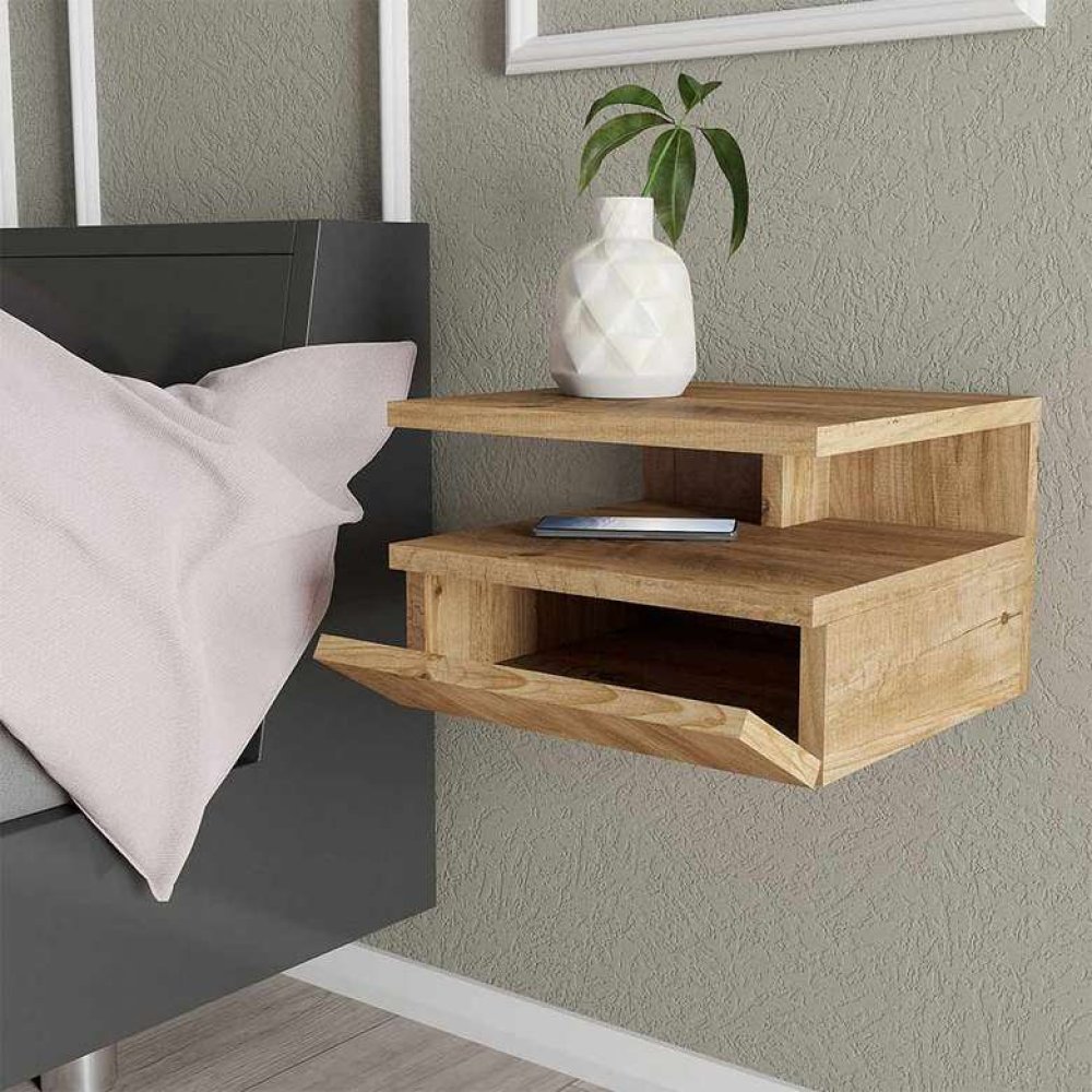 Tiamob Derya Kapaklı Raflı Komodin- Atlantik Çam