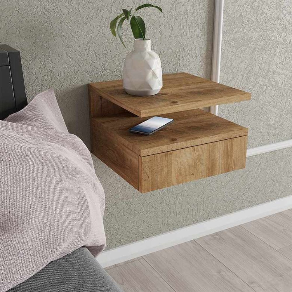 Tiamob Derya Kapaklı Raflı Komodin- Atlantik Çam