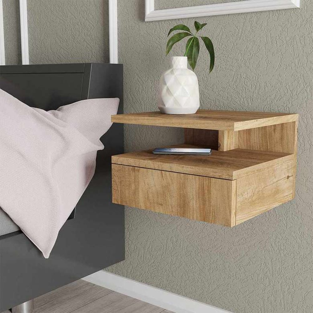 Tiamob Derya Kapaklı Raflı Komodin- Atlantik Çam