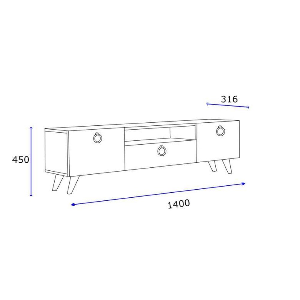 Tiamob Dicle Tv Ünitesi Siyah Mermer Safir Meşe