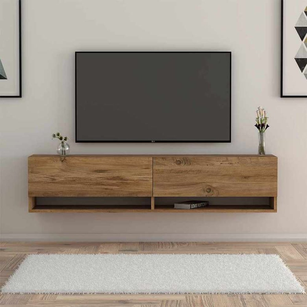 Tiamob Gravi Kapaklı Raflı TV Ünitesi - Atlantik Çam