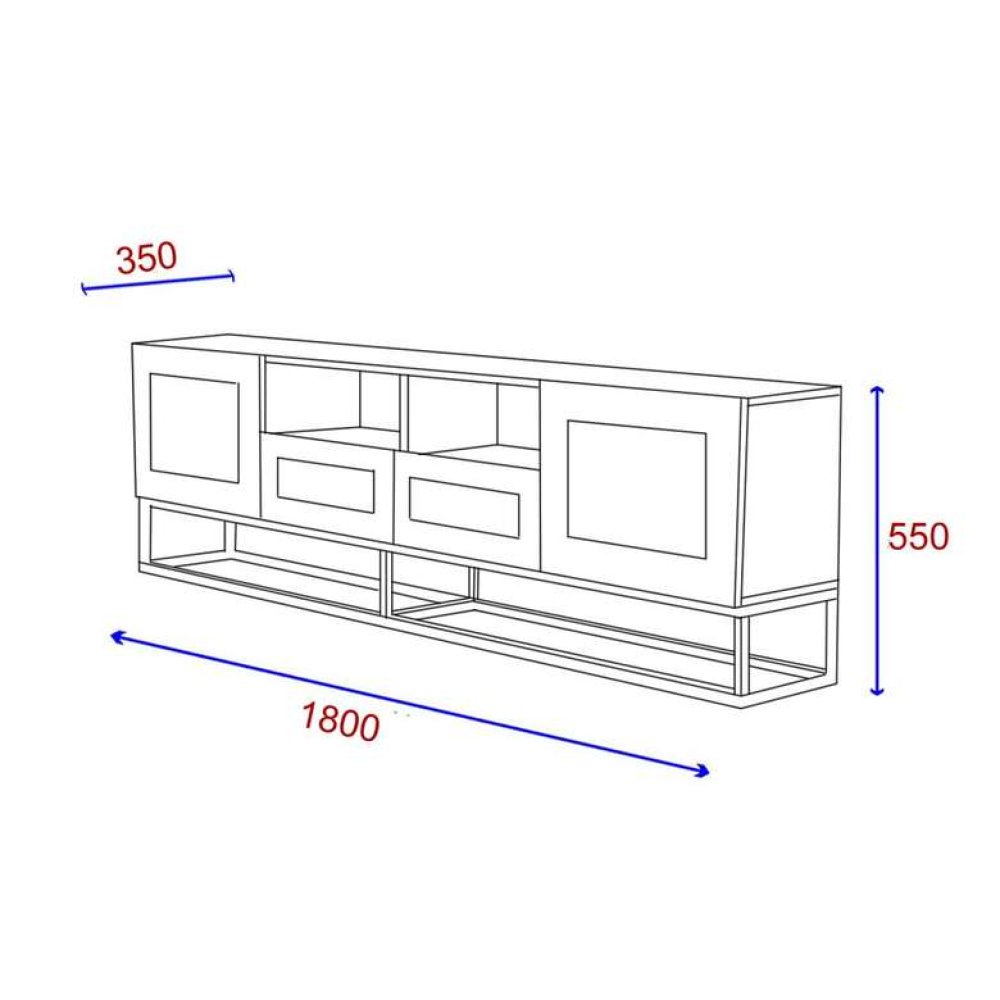 Tiamob Rodos 2 Kapı 2 Çekmeceli Tv Sehpası
