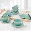 Keramika Turkuaz Myra Çay Fincan Takımı 12 Parça 6 Kişilik