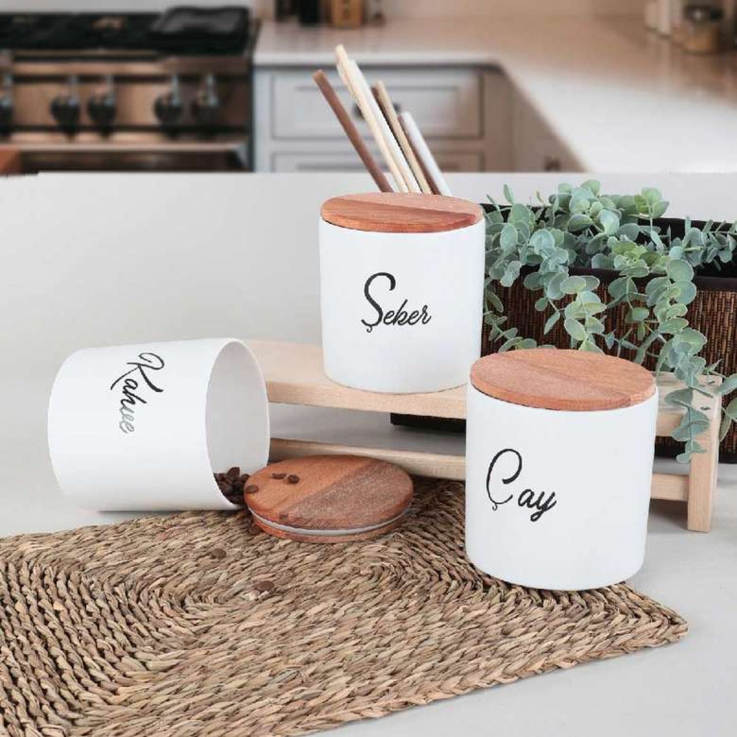 Keramika Caligra Saklama Kabı 12 cm 3 Parça