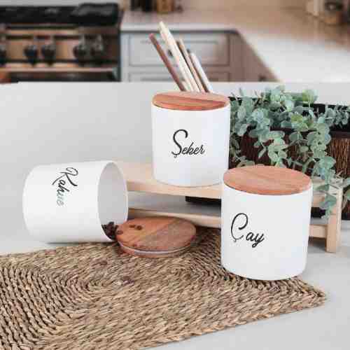 Keramika Caligra Saklama Kabı 12 cm 3 Parça