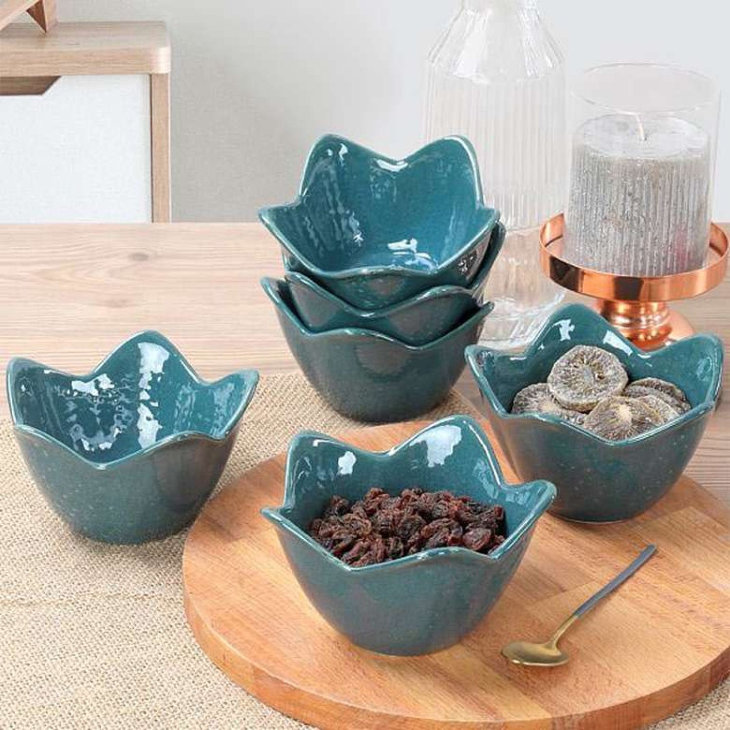 Keramika Luster Yeşil Zambak Çerezlik 12 cm 6 adet