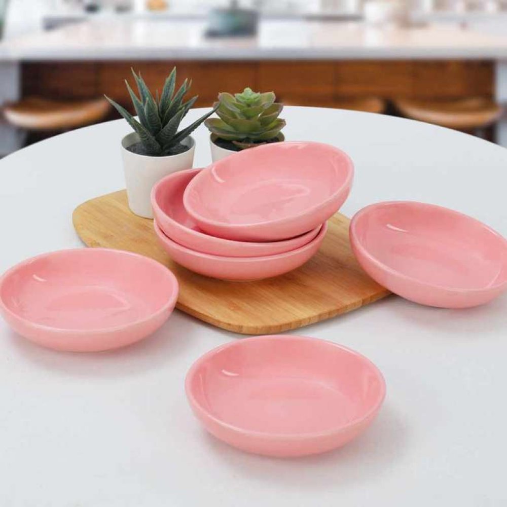 Keramika Pembe Halka Çerezlik/Sosluk 13 Cm 6 Adet
