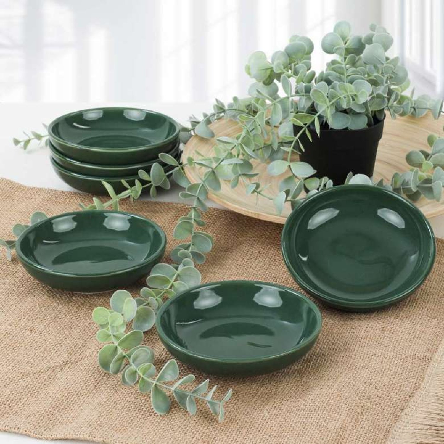 Keramika Yeşil Halka Çerezlik/sosluk 13 cm 6'lı